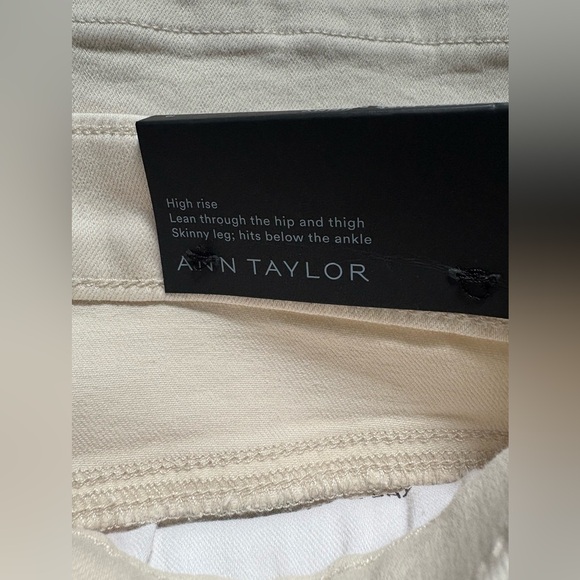 NWT Ann Taylor Women's Size 10 High Rise Skinny Jeans Beige With Black Stripe - Picture 3 of 5